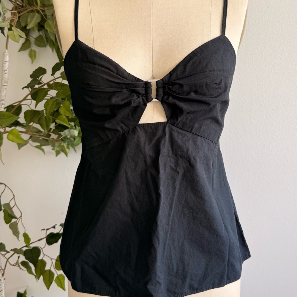 Black Classy Silver Key Hole Tank Top by Banana Republic